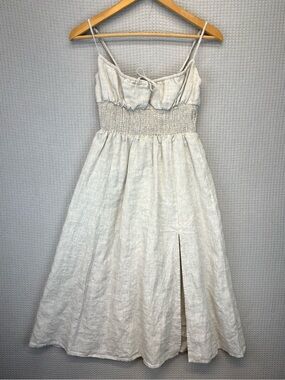Wilfred Artitzia Genoa 100% Linen Beige Tan Sleeveless Midi Dress Small Boho EUC